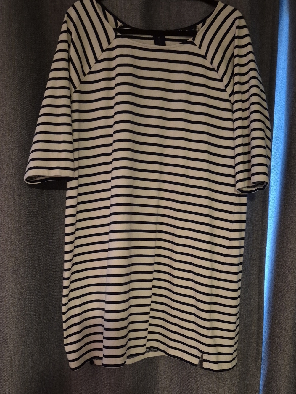 Reitmans Navy & White Striped 3/4 Sleeve Dress